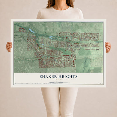 Map of Shaker Heights, Ohio, 24 x 36 inch unframed archival matte print