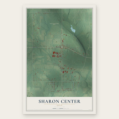 Sharon Center, Ohio map print, the full design
