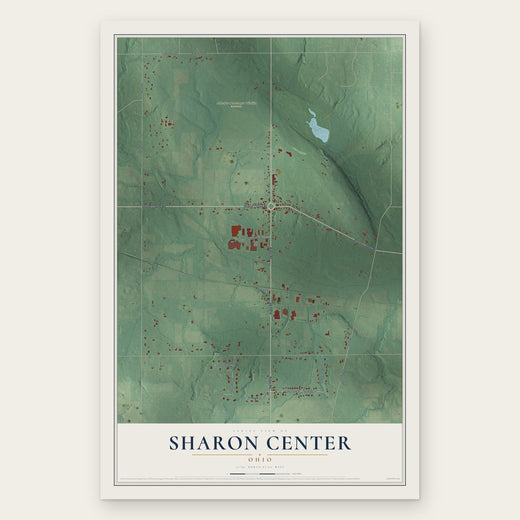 Sharon Center, Ohio map print, the full design
