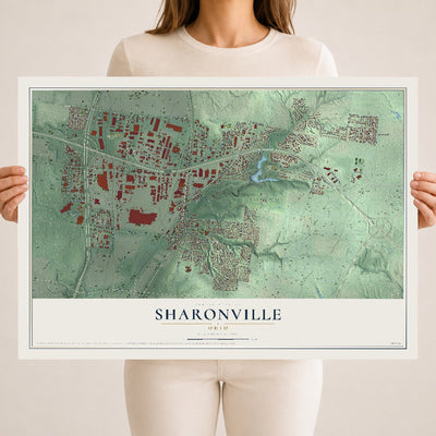Map of Sharonville, Ohio, 18 x 24 inch unframed archival matte print