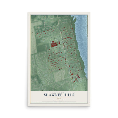 Map of Shawnee Hills, Ohio, 12 x 18 inch unframed archival matte print