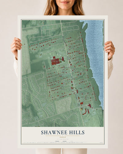 Map of Shawnee Hills, Ohio, 24 x 36 inch unframed archival matte print