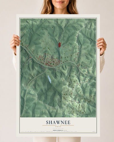 Map of Shawnee, Ohio, 24 x 36 inch unframed archival matte print