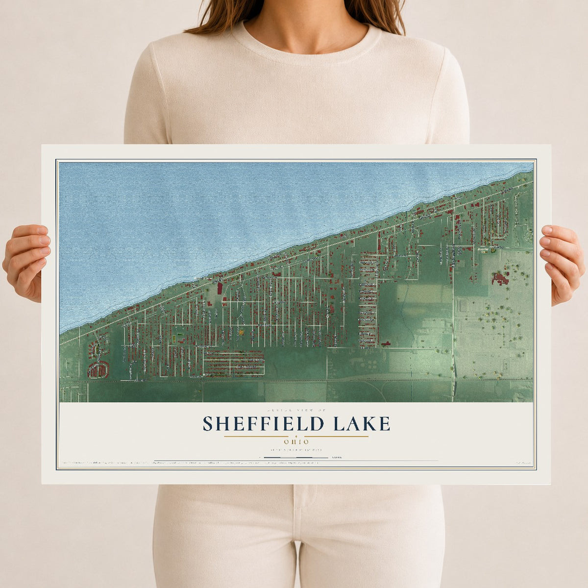 Map of Sheffield Lake, Ohio, 12 x 18 inch unframed archival matte print
