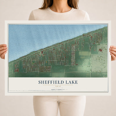 Map of Sheffield Lake, Ohio, 18 x 24 inch unframed archival matte print