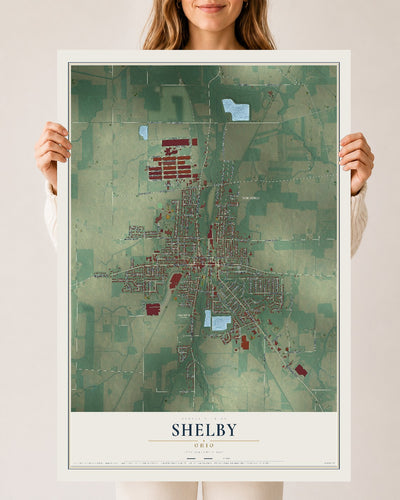 Map of Shelby, Ohio, 24 x 36 inch unframed archival matte print