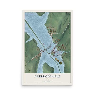 Map of Sherrodsville, Ohio, 12 x 18 inch unframed archival matte print
