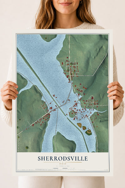 Map of Sherrodsville, Ohio, 18 x 24 inch unframed archival matte print