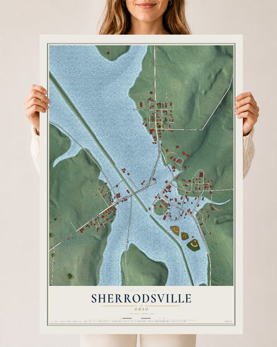Map of Sherrodsville, Ohio, 24 x 36 inch unframed archival matte print