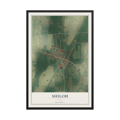 Map of Shiloh, Ohio, 12 x 18 inch print in a black wood frame