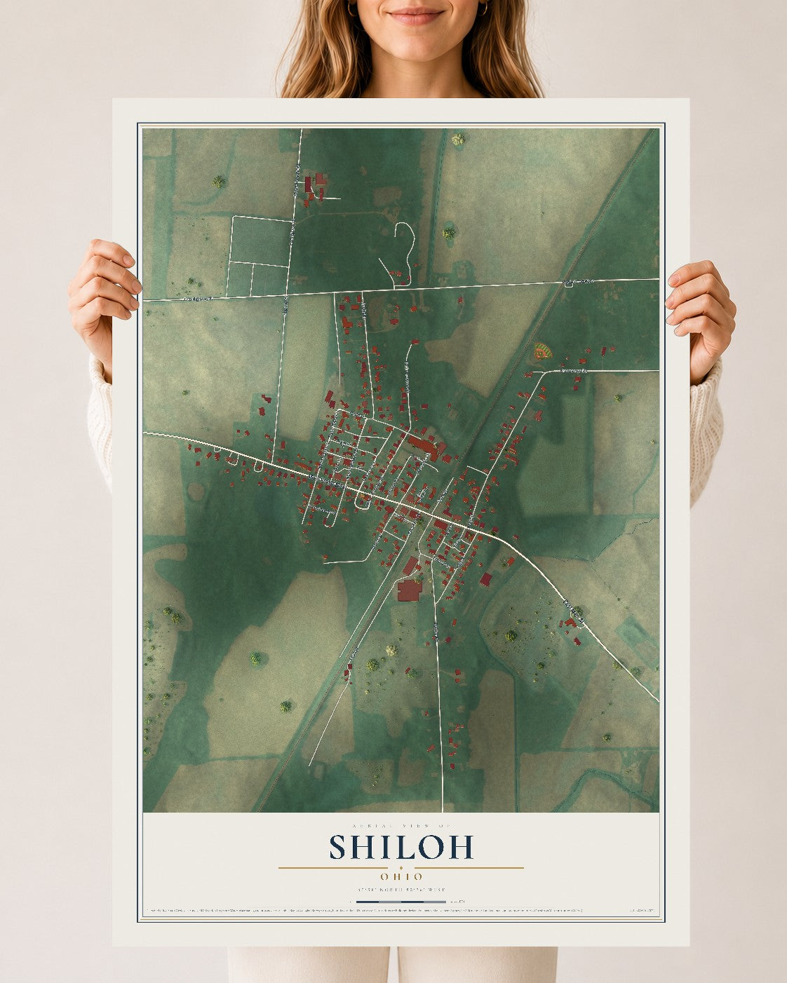 Map of Shiloh, Ohio, 24 x 36 inch unframed archival matte print