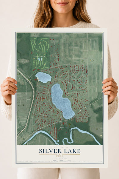 Map of Silver Lake, Ohio, 18 x 24 inch unframed archival matte print
