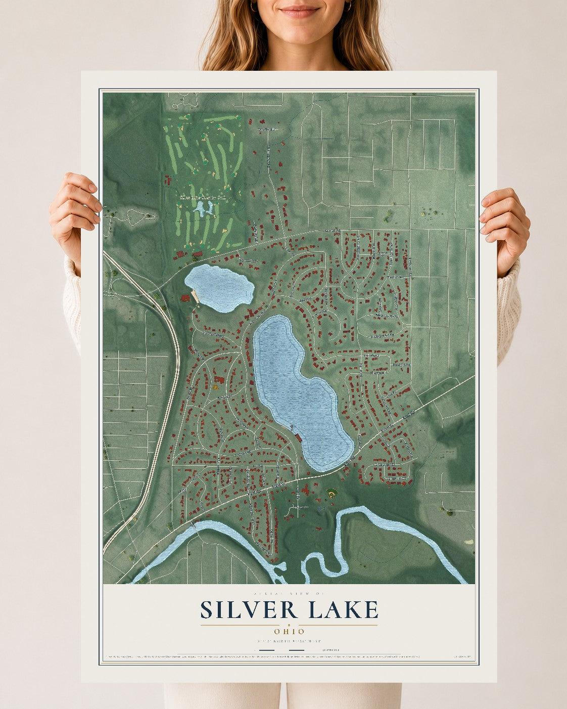 Map of Silver Lake, Ohio, 24 x 36 inch unframed archival matte print