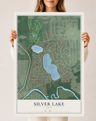 Map of Silver Lake, Ohio, 24 x 36 inch unframed archival matte print