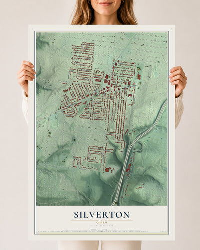 Map of Silverton, Ohio, 24 x 36 inch unframed archival matte print