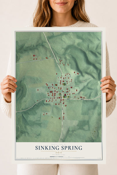 Map of Sinking Spring, Ohio, 18 x 24 inch unframed archival matte print