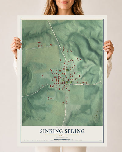 Map of Sinking Spring, Ohio, 24 x 36 inch unframed archival matte print