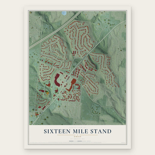 Sixteen Mile Stand, Ohio map print, the full design