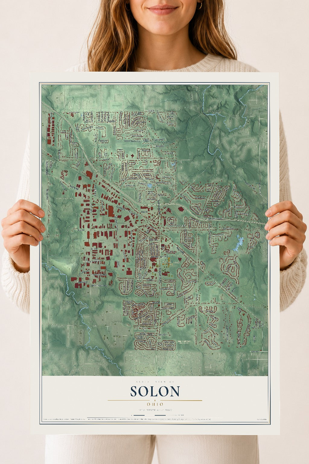 Map of Solon, Ohio, 18 x 24 inch unframed archival matte print