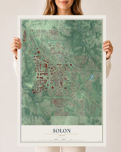 Map of Solon, Ohio, 24 x 36 inch unframed archival matte print