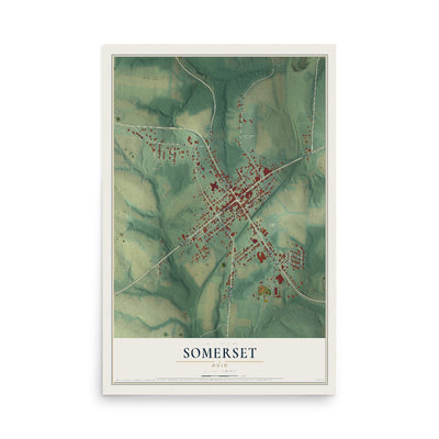 Map of Somerset, Ohio, 12 x 18 inch unframed archival matte print