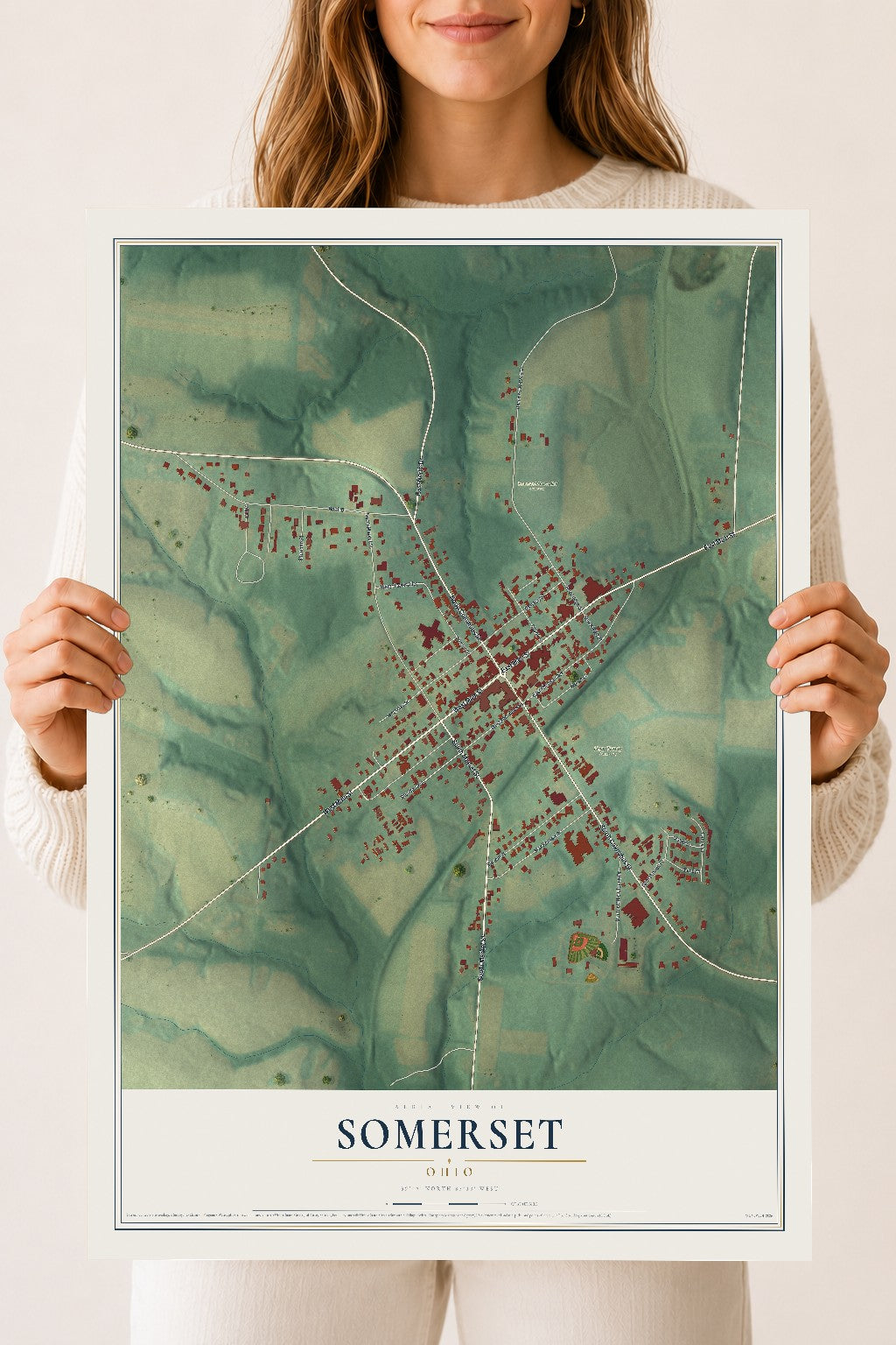 Map of Somerset, Ohio, 18 x 24 inch unframed archival matte print