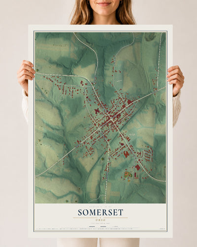 Map of Somerset, Ohio, 24 x 36 inch unframed archival matte print