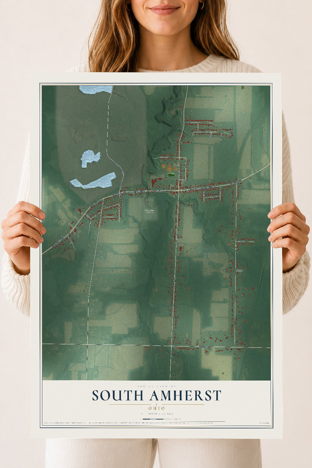 Map of South Amherst, Ohio, 18 x 24 inch unframed archival matte print