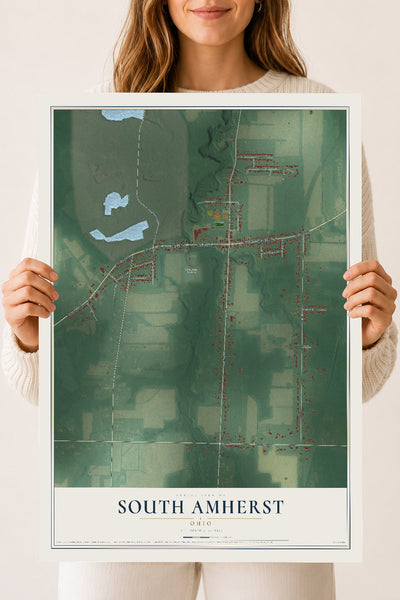 Map of South Amherst, Ohio, 18 x 24 inch unframed archival matte print