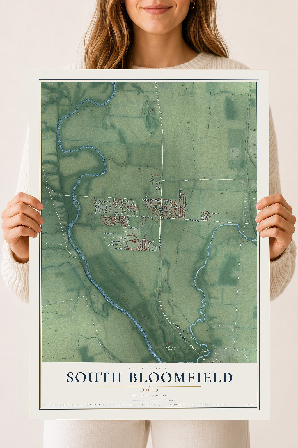 Map of South Bloomfield, Ohio, 18 x 24 inch unframed archival matte print
