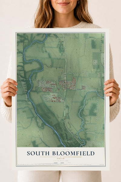 Map of South Bloomfield, Ohio, 18 x 24 inch unframed archival matte print