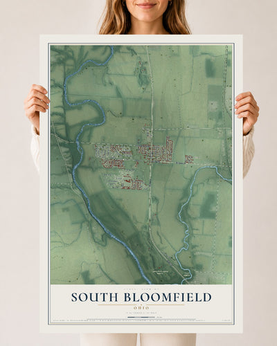 Map of South Bloomfield, Ohio, 24 x 36 inch unframed archival matte print