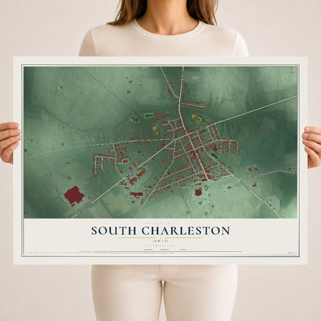 Map of South Charleston, Ohio, 18 x 24 inch unframed archival matte print