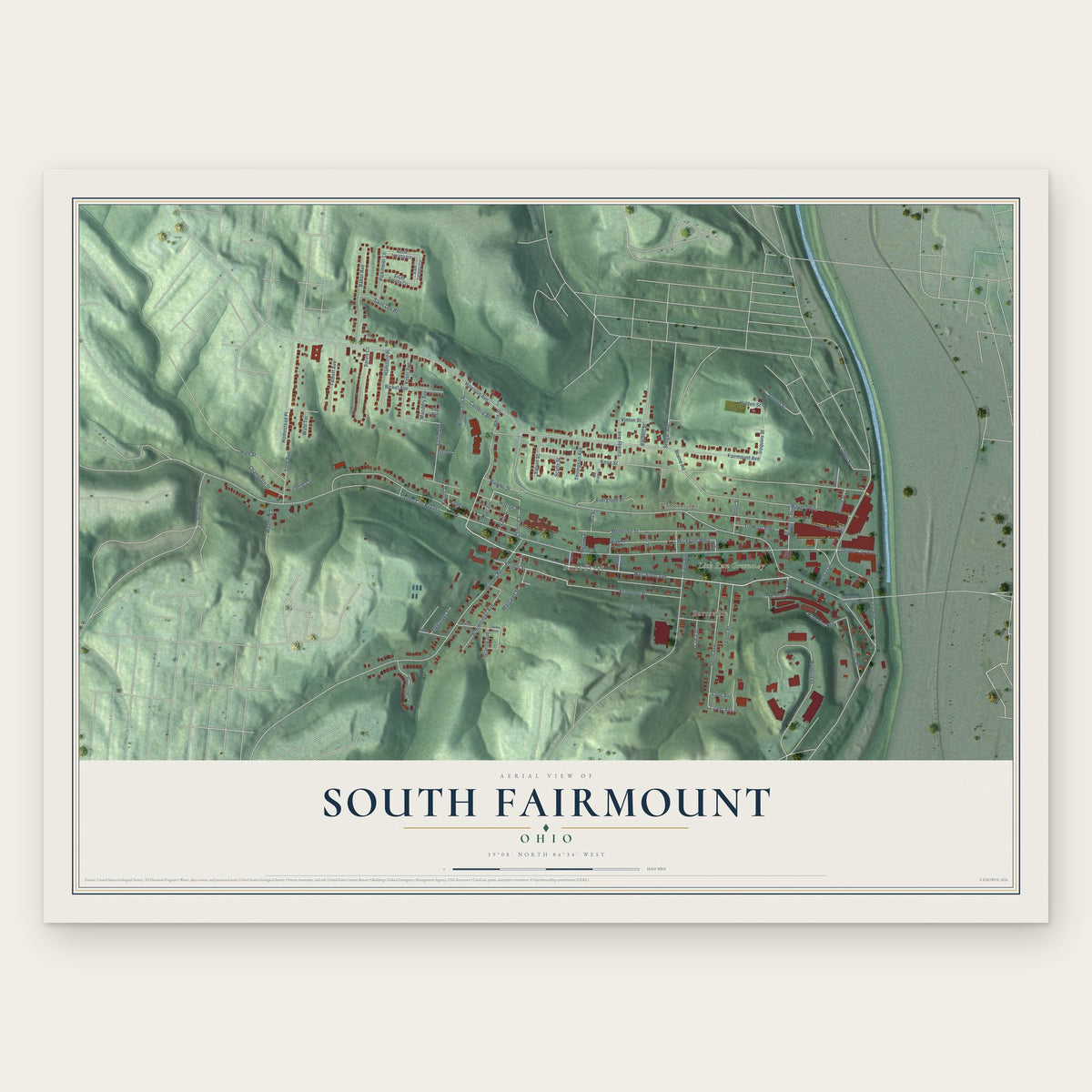 South Fairmount, Ohio map print, the full design