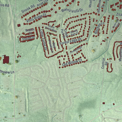 Close-up of the map of South Lebanon, Ohio print showing street and building detail