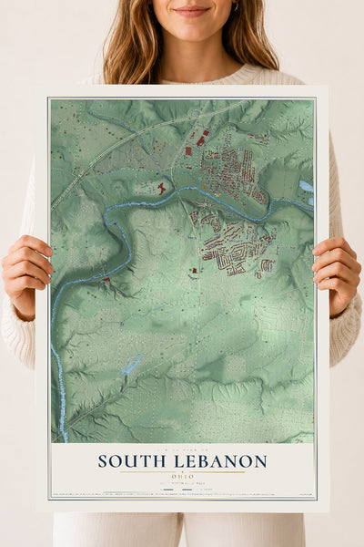 Map of South Lebanon, Ohio, 18 x 24 inch unframed archival matte print