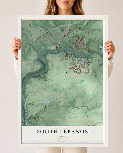 Map of South Lebanon, Ohio, 24 x 36 inch unframed archival matte print