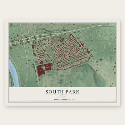 South Park, Ohio map print, the full design