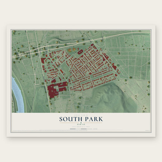 South Park, Ohio map print, the full design