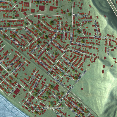 Close-up of the map of South Point, Ohio print showing street and building detail