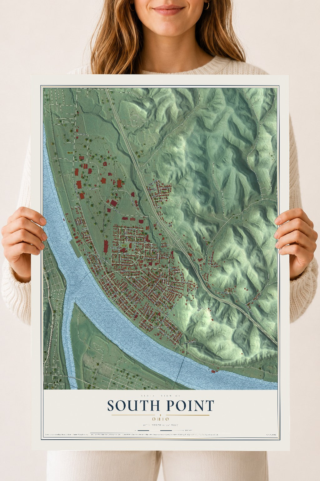 Map of South Point, Ohio, 18 x 24 inch unframed archival matte print
