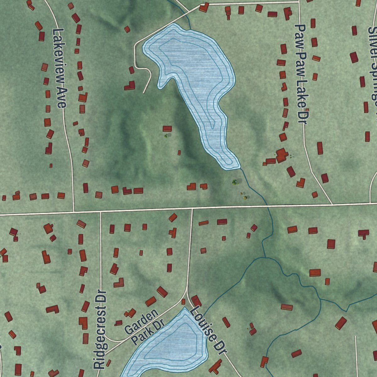 Second close-up of the map of South Russell, Ohio print showing more streets and buildings