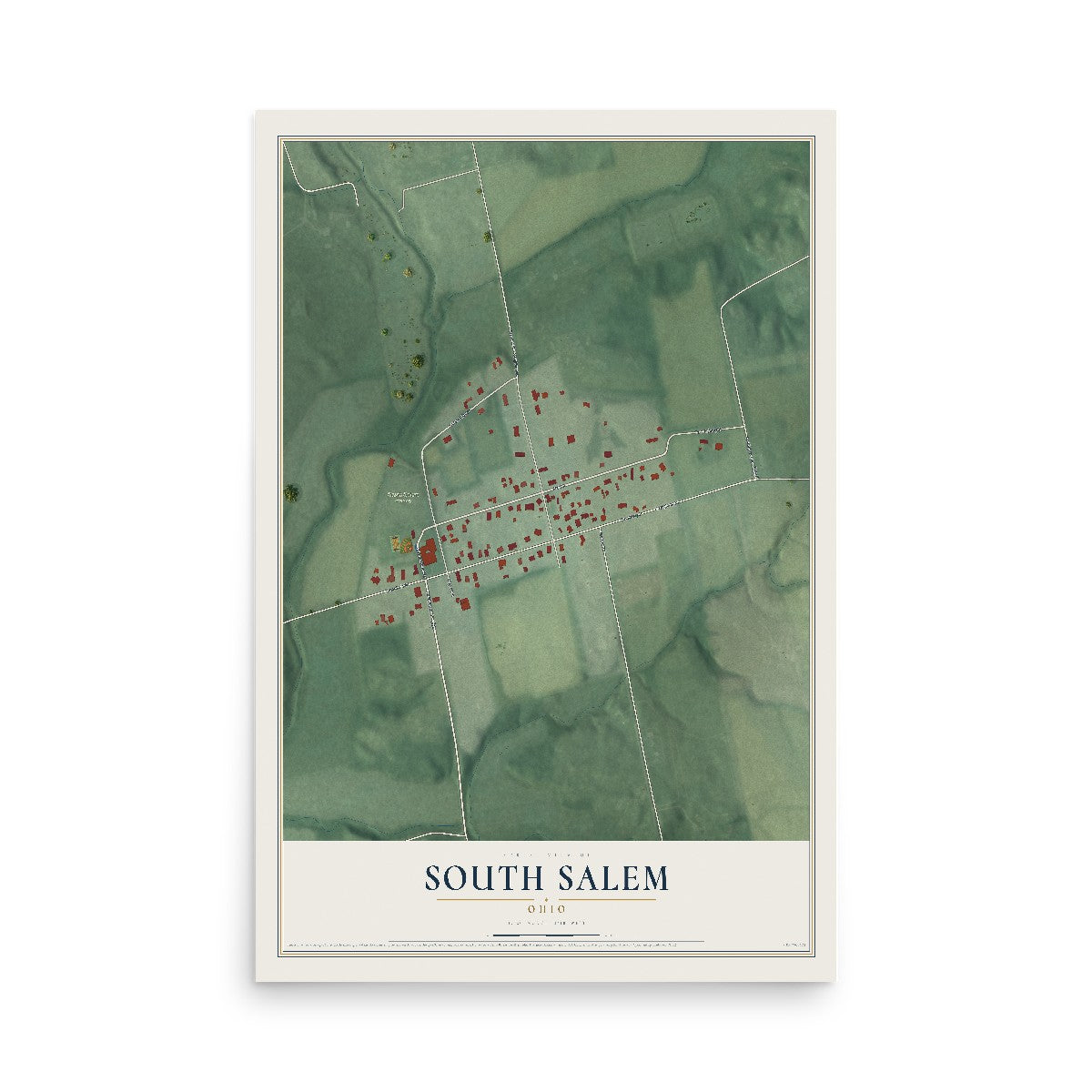 Map of South Salem, Ohio, 12 x 18 inch unframed archival matte print