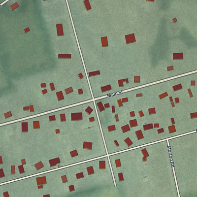 Close-up of the map of South Salem, Ohio print showing street and building detail