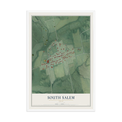 Map of South Salem, Ohio, 12 x 18 inch print in a white wood frame