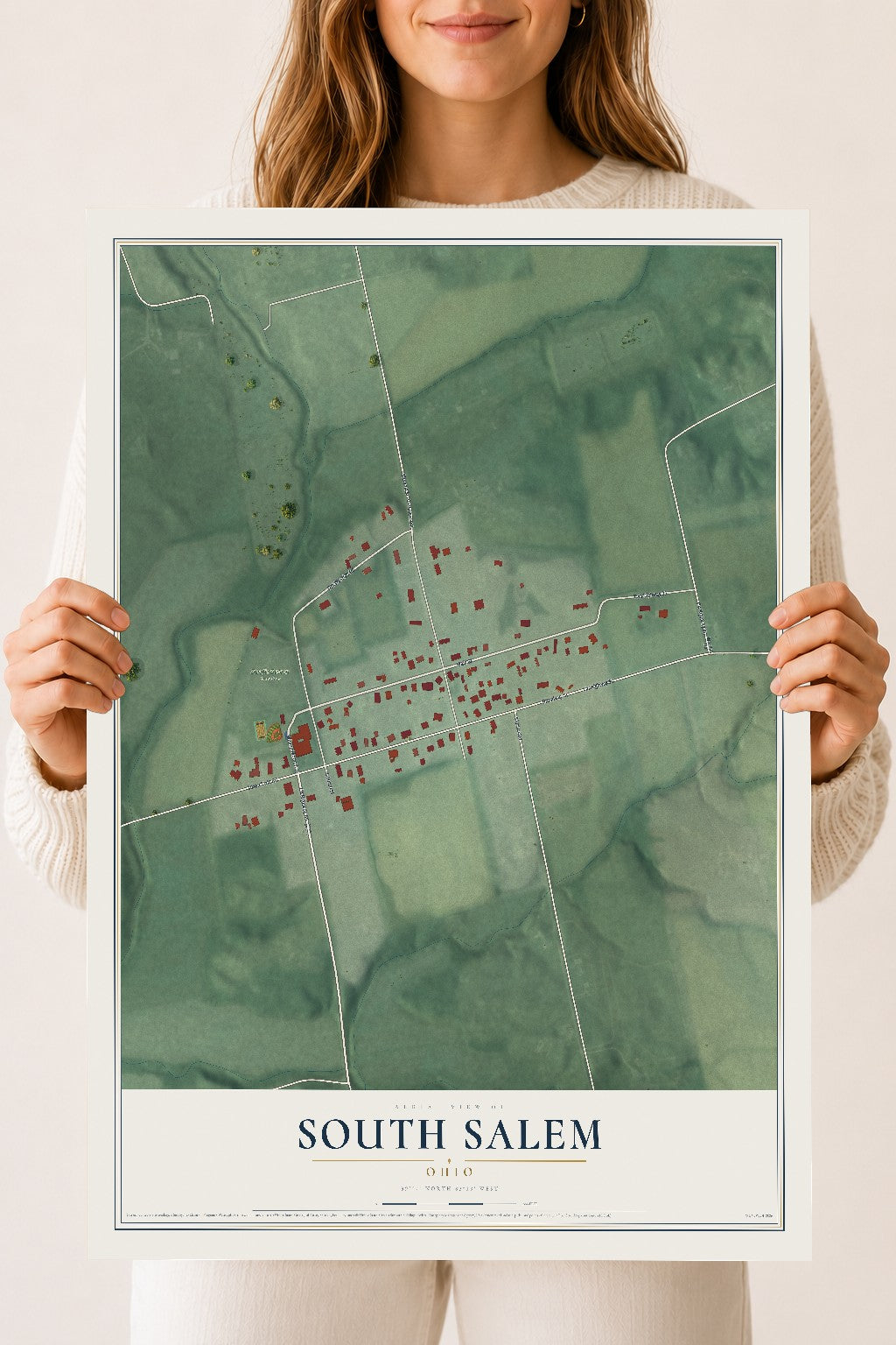 Map of South Salem, Ohio, 18 x 24 inch unframed archival matte print