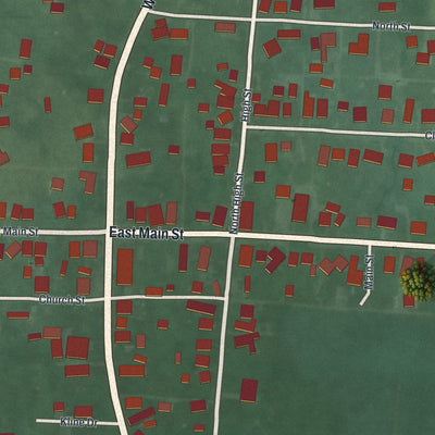 Close-up of the map of South Solon, Ohio print showing street and building detail