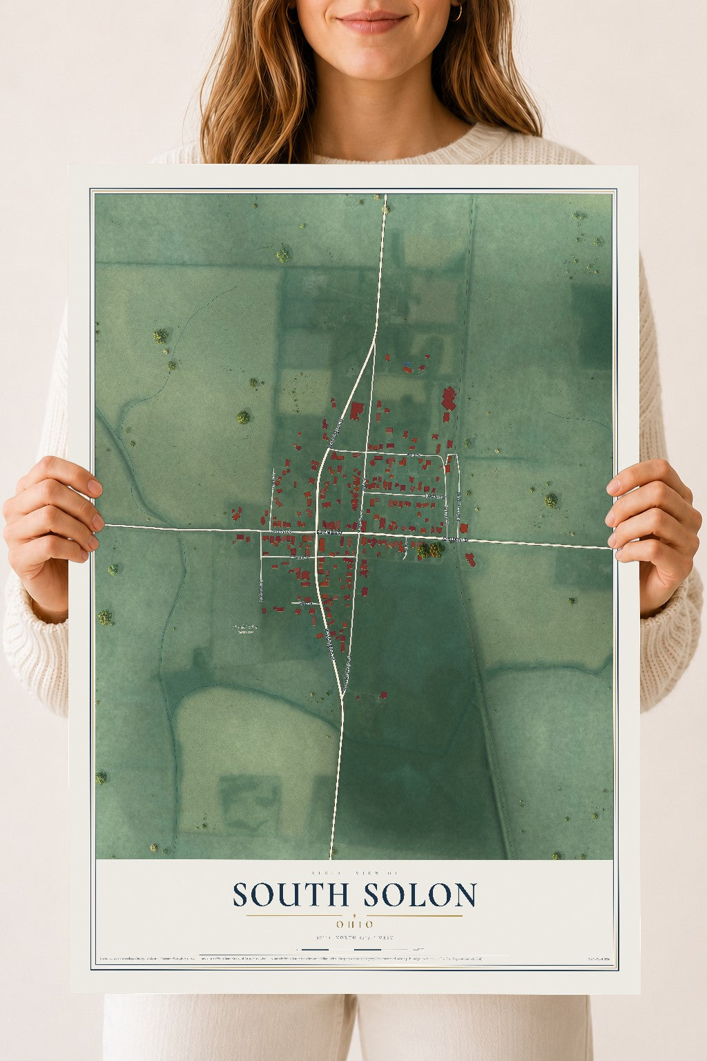 Map of South Solon, Ohio, 18 x 24 inch unframed archival matte print