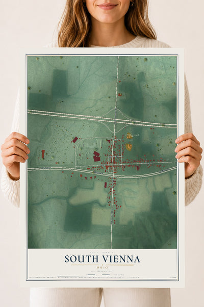 Map of South Vienna, Ohio, 18 x 24 inch unframed archival matte print