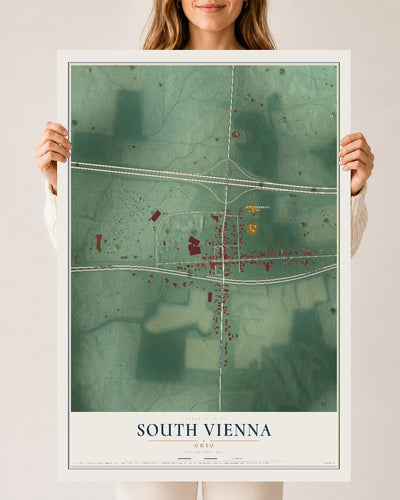 Map of South Vienna, Ohio, 24 x 36 inch unframed archival matte print